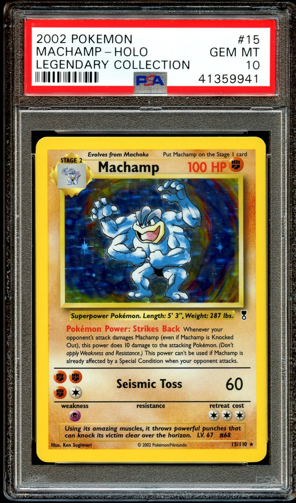PSA 10 GEM MINT Machamp 15/110 HOLO RARE Legendary Coll. Pokemon Card