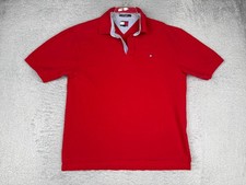 Tommy Hilfiger Polo Shirt Men Extra Large Red 100 Cotton Short Sleeve Golfer