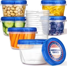 16Oz Plastic Containers with Twist Top Lids (10 Pack), 2 Cup Freezer Containers
