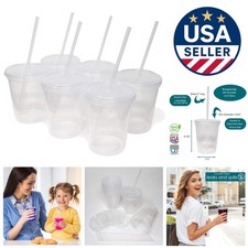 16 Oz Reusable Plastic Stadium Cups with Lids - 6 Pack for Parties  Outdoor Fun