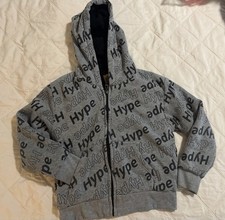 Brooklyn Hype Youth Zip-Up Hoodie Gray Logo Print Fleece Lined Size 8