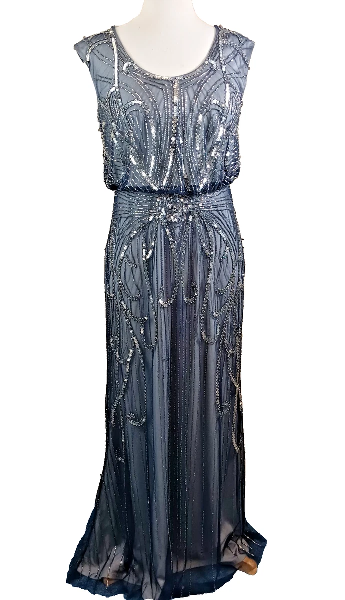 green emerald velvet dress Adrianna Papell Platinum 40400