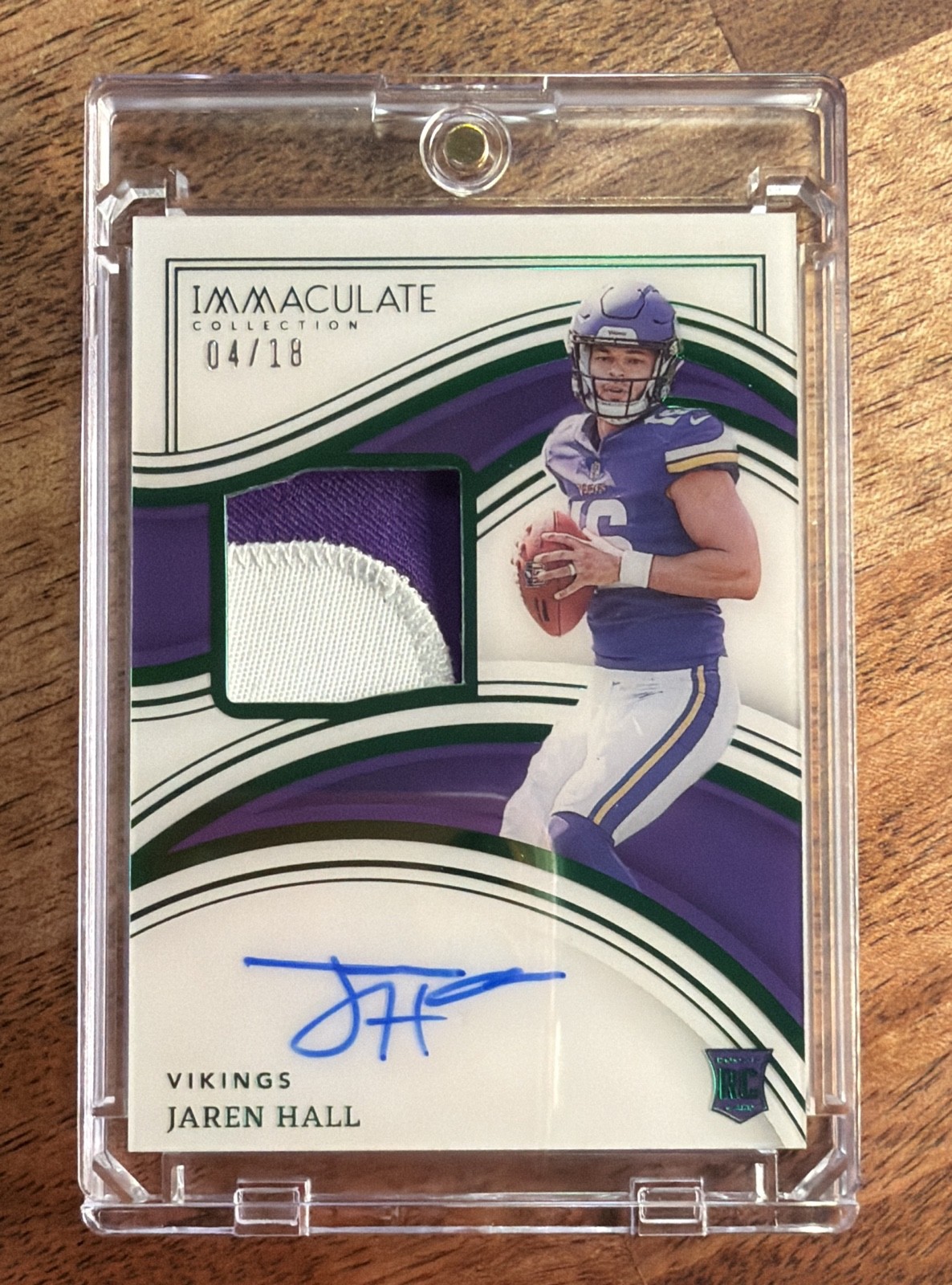Jaren Hall Panini Immaculate Collection #116 Autograph Patch Emerald