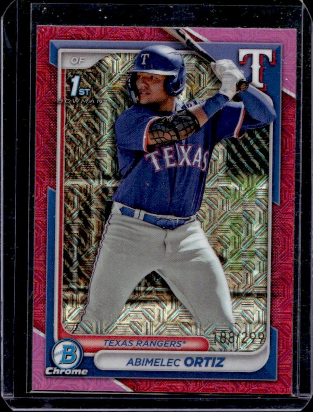 2024 Bowman Mega Box Abimelec Ortiz Chrome 1st Mojo Fuchsia Refractor #/299
