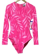 Hurley Women  s Large Pink Long Sleeve One Piece Swimsuit UPF 50 NWT