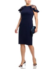 Eliza JRuffle Sleeve Cocktail Dress Navy Size 4