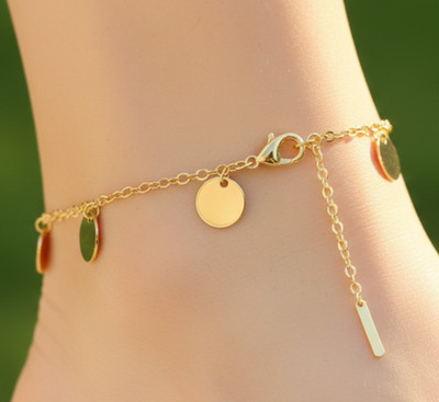 Elegant Gold Color Coin Anklet 18K Gold Plated Designer Anklet Handmade Jewelry