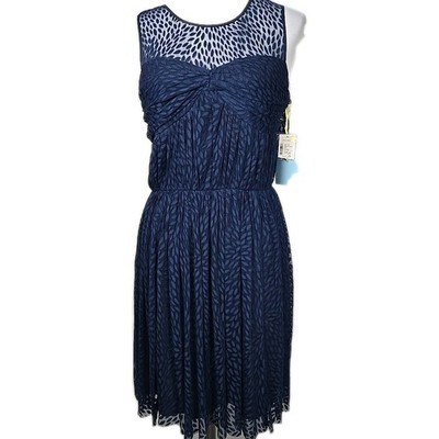 CeCe By Cynthia Steffe Navy Mesh Sleeveless Fit And Flare Dress Size 8 New  | eBay