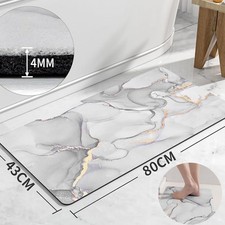 Marble Bath Mat Non Slip Shower Anti-Slip Cushioned Highly Absorbent Home Pad UK