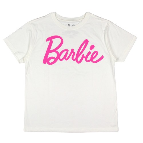 Barbie Women's Pink Logo Graphic Print Adult T-Shirt (Large)