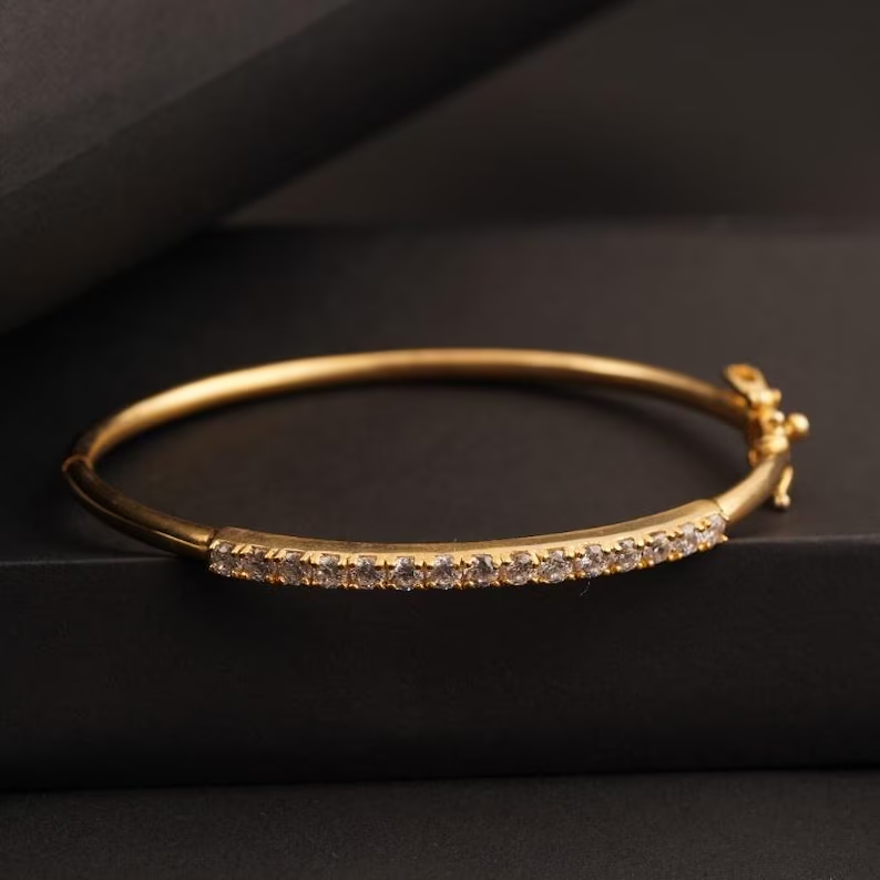 1.5ct Round Simulated Diamond Anniversary Bangle Bracelet 14k Yellow Gold Plated