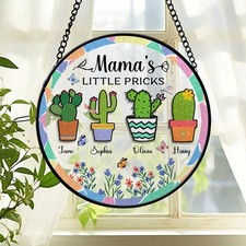 Personalized Mom Faux Stained Glass Suncatcher Mother's Day Gift Decor Mama Wind