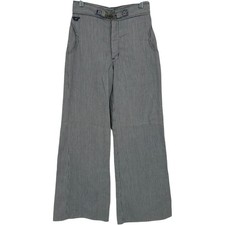Vintage 70s Womens Pinstripe Turtle Bax Flare Bell Bottom Buckle Clasp Pants 7/8
