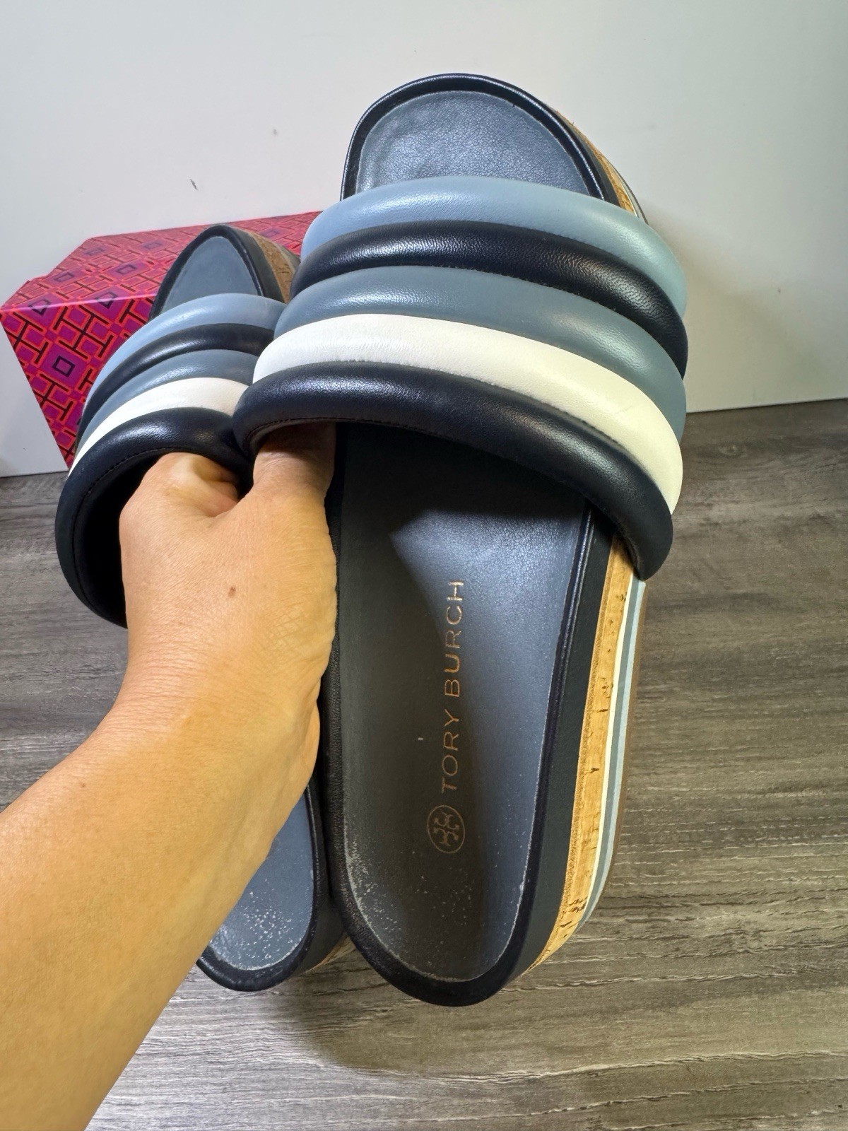 Tory Burch Quilted Napa Leather Platform Slides Size 9 $317 thumbnail 8