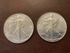 1987 walking liberty silver dollars lot of 2