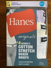Women's 9/2XL Hanes Originals 3 Pack Cotton Stretch Cotton Briefs Ultimate