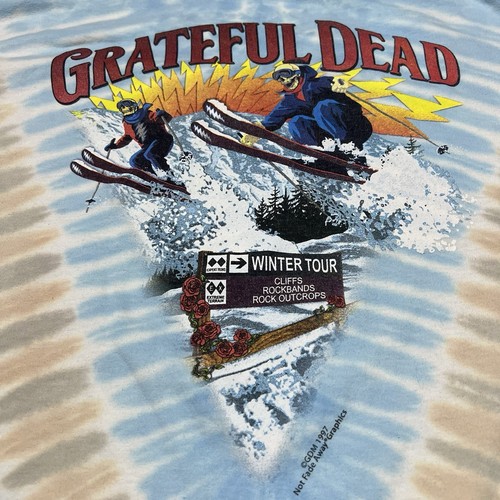 Vintage Grateful Dead T-Shirt Tie Dye Skulls Skiing Size S/M