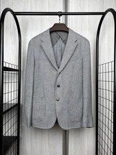 Z Zegna Ermenegildo 100 Linen checkered unlined blazer 50