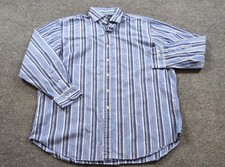 Polo Ralph Lauren Shirt Mens 18-34/35 Blue Stripe Button Long Sleeve Cotton