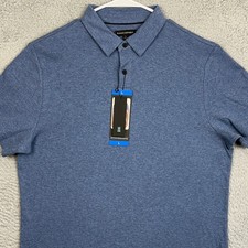 NEW Banana Republic Luxe Touch Performance Polo Shirt Mens Large Blue Golf Rugby