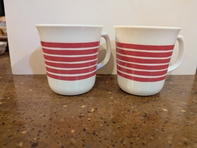 Vintage Set of 2 Corningware Rainbow Rose Coffee Tea Cups Mugs