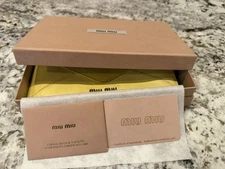 Authentic Miu Miu Yellow Madras Leather Envelope-style Wallet Clutch - Preowned