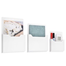 3 Pack Magnetic File Holder, Magnetic Wall File Organizer White L/M/S Size