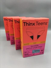 4 Pack: THINX Teens Reusable Period Panties Medium Bikini Blue Super Absorbant