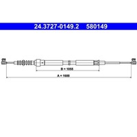 ATE Handbremsseil 1688Mm Passend FüR Audi A3 Seat Toledo Skoda Octavia VW Bora