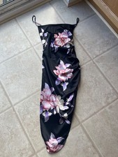 Shein ladies black floral patterned sleeveless dress size medium