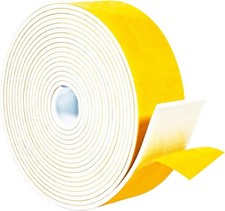 White Foam Rubber Seal Strip Tape 2 Inch Wide X 1/8 Inch Thick, Adhesive Clos...
