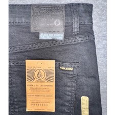 Volcom Vorta Slim Straight Stretch Denim Jeans Black Mens Size 34x30 NEW