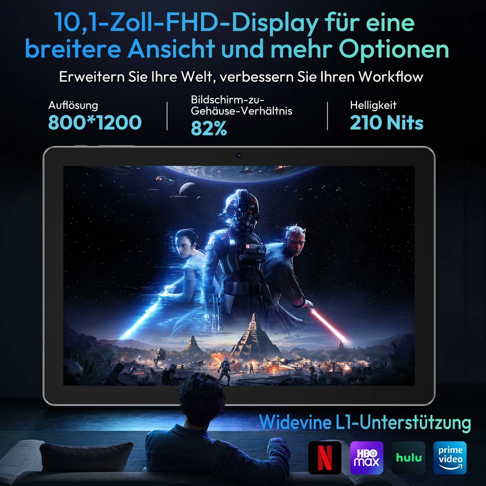 New 10,1 Zoll Android 15 Tablet 16GB+256GB(1TB TF) Dual Camera WiFi6 7000mAh IPS - Bild 4 von 4