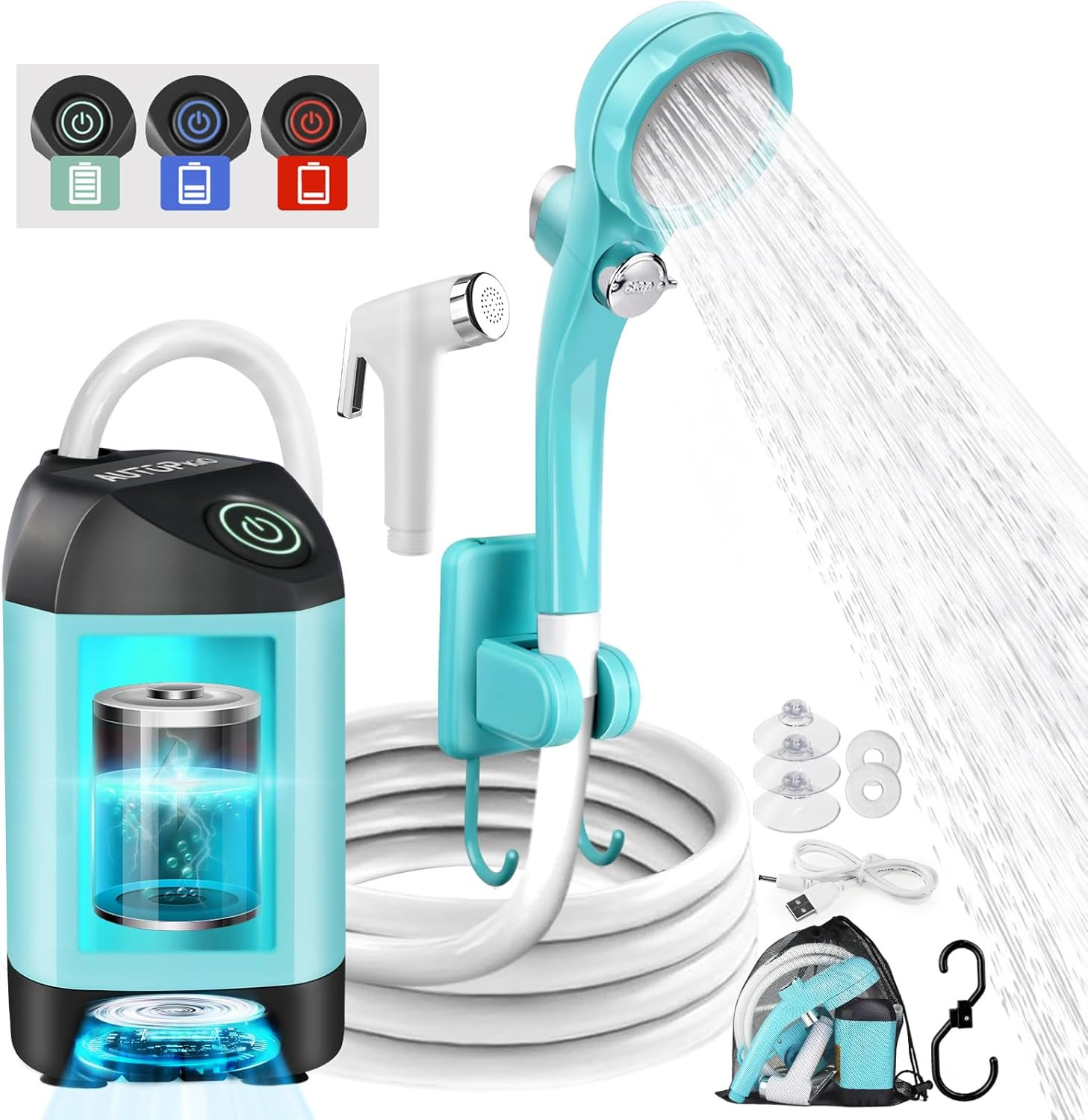 Autopkio Ducha Portatil Camping, Duchas Acampada Mejorada Con Bomba IPX7 Imperme