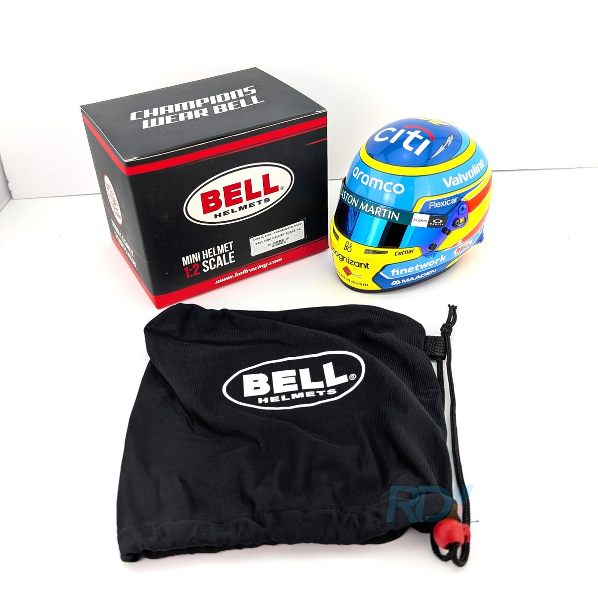2025 Fernando Alonso Mini Helmet - 1:2 Scale - Bell F1 Aston