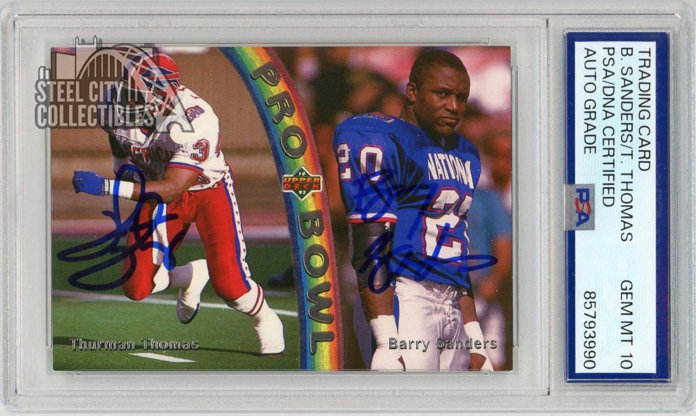 Barry Sanders Thurman Thomas 1992 UD Pro Bowl Auto Card PB5 PSA/DNA 10 New Label