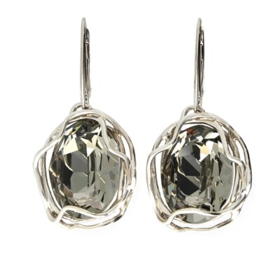 Design 925 Silber OHRHÄNGER  mit Swarovski Cristal Black Diamond, inkl. Etui
