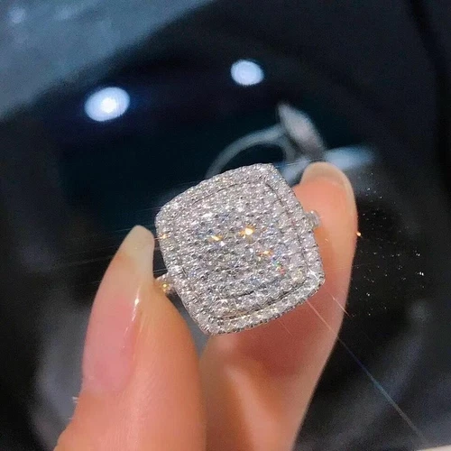 Women 925 Silver Filled Wedding Rings Cubic Zircon Engagement Jewelry Sz 6-10 - Picture 25 of 34