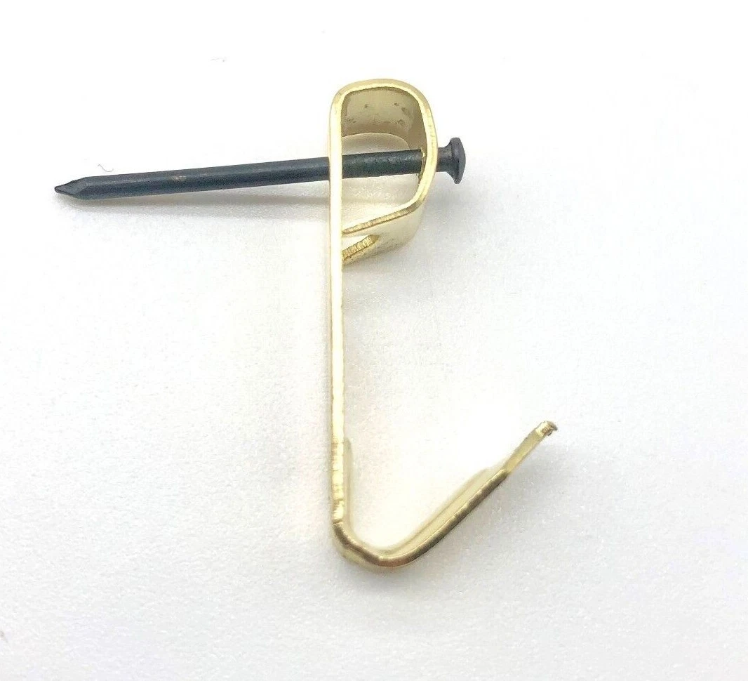 BRASS PICTURE HOOKS SINGLE HOOK WITH NAIL WALL HOOKS DECORATIVE GOLD NAIL FRAME