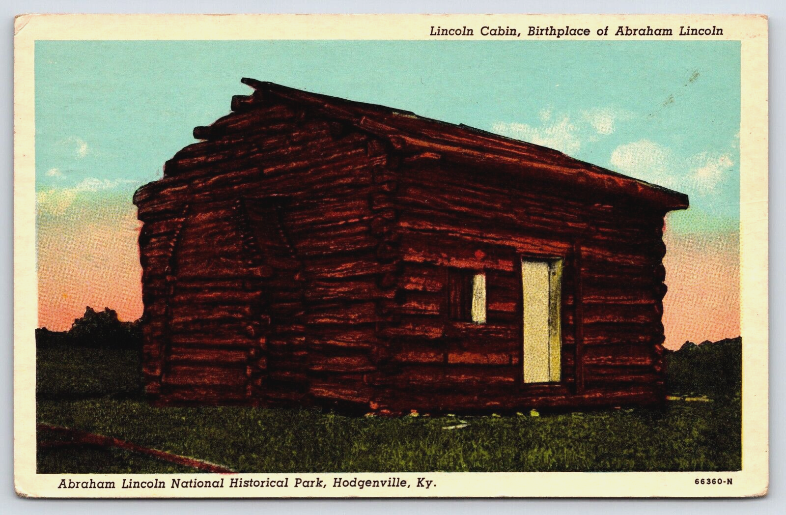 VINTAGE OLD ANTIQUE POSTCARD CABIN ABRAHAM LINCOLN NATIONAL HISTORICAL PARK USA