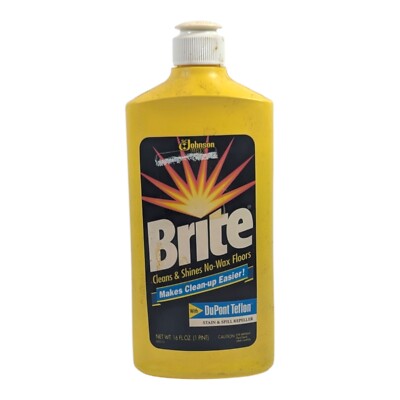 Brite No-Wax Floor Cleaner SC Johnson Cleans & Shines Dupont Teflon Vintage NOS