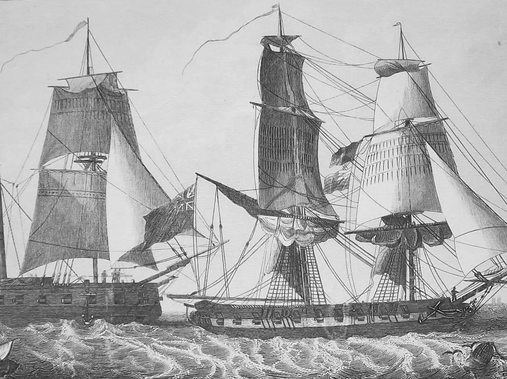 SHIPS Gun Boats Steam Propeller War Cutter Brig - 1844 Superb Print
