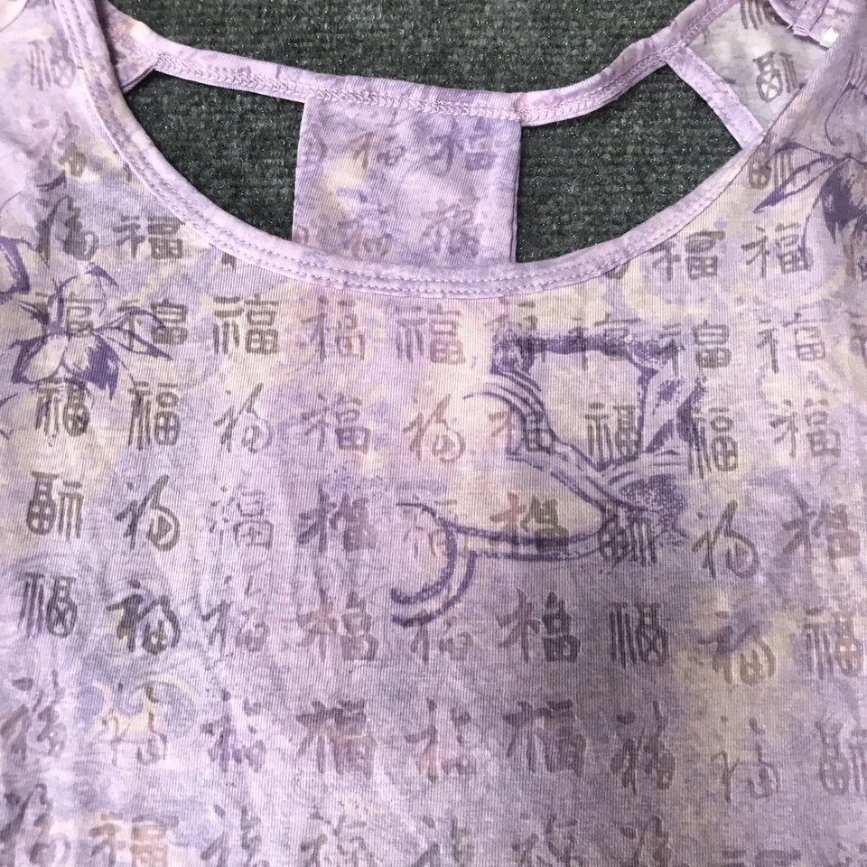 Camisa Top Orgánica Tierra Yoga Pequeña Corte Abierto Espalda Púrpura Asiática Sostenible Foto 3 de 4