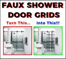 Faux shower door black window grids vinyl replacement glass lines grills muttons