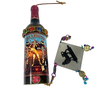 Wine Bottle Wind Chime Jeweled Freakshow Handmade Garden Yard Cabernet Gift