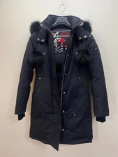 Authentic Womens Moose Knuckles Stirling Hooded Parka Coat Jacket size XS Black