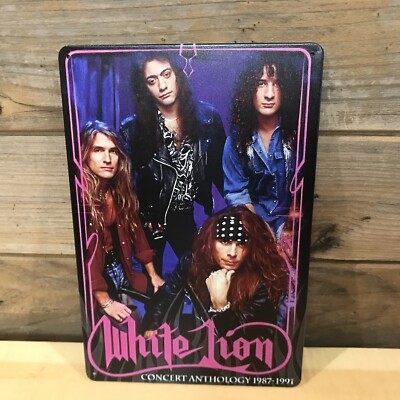 White Lion Hard Rock 80 s Band Photo Tin Metal sign 8''X12'' Man-Cave Décor Vito