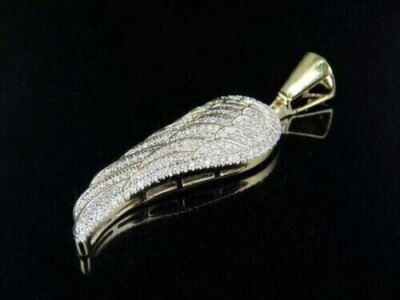 2.00 Ct Round Cut Lab Created Diamond Angel Wing Pendant 14K Yellow Gold Finish