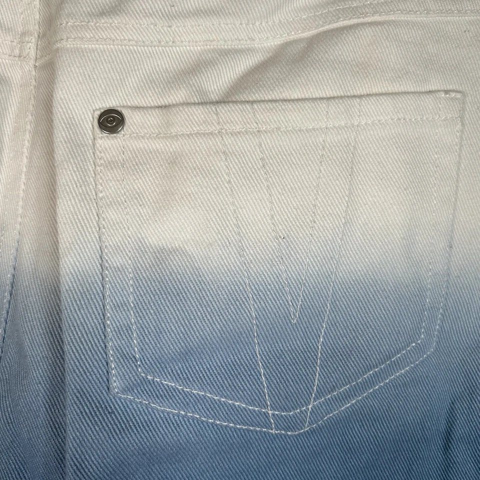 VEDA Colorblock Eclipse Jeans Sz 4 Button Front Ombre Denim High Rise Wide Leg - Imagem 4 de 4