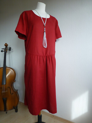 DW Shop, Leinen Midikleid, Gr. 44/46, Dunkelrot-Masse!! 